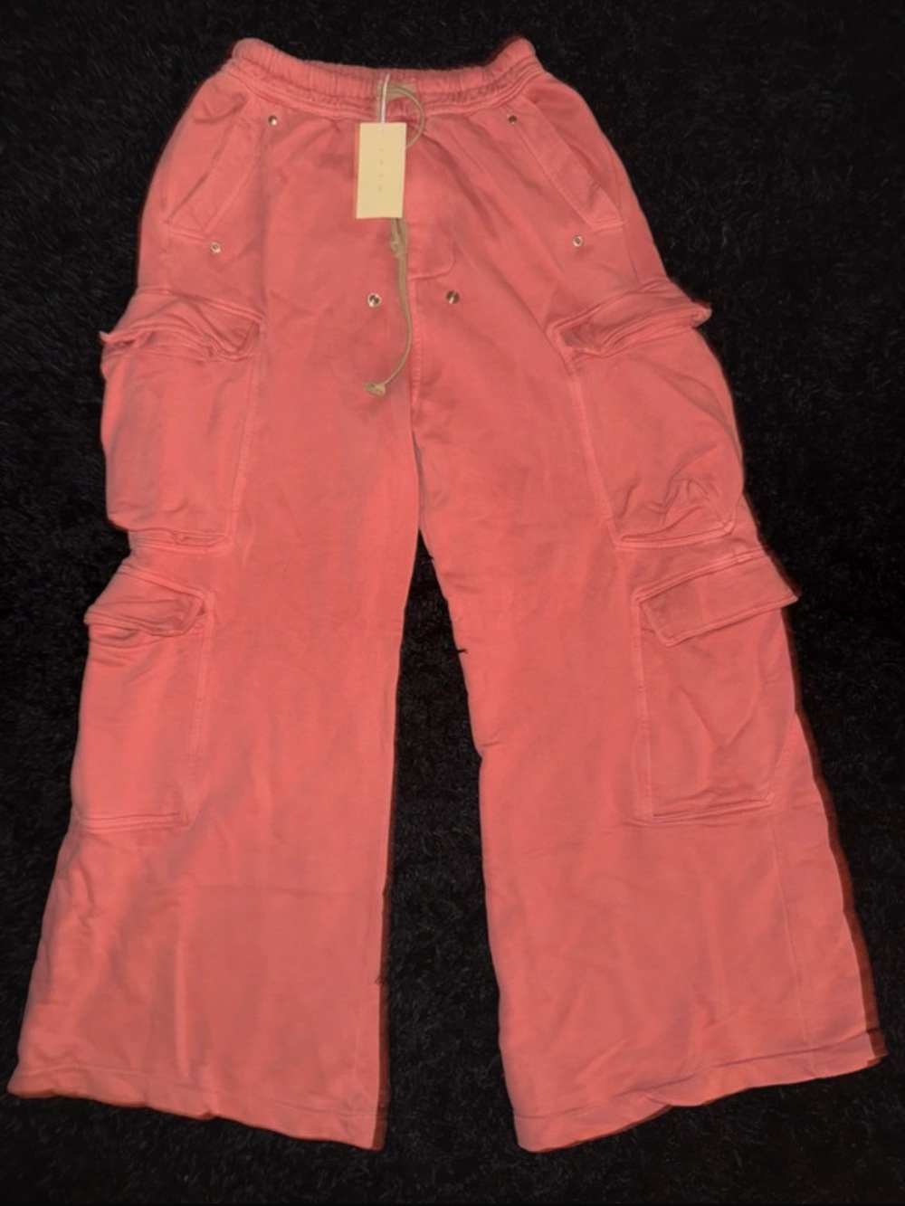 Men's Coral Cargo Pants with Drawstring Waist - Picture 3 of 7